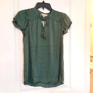 Philosophy Green Flutter Sleeve Top